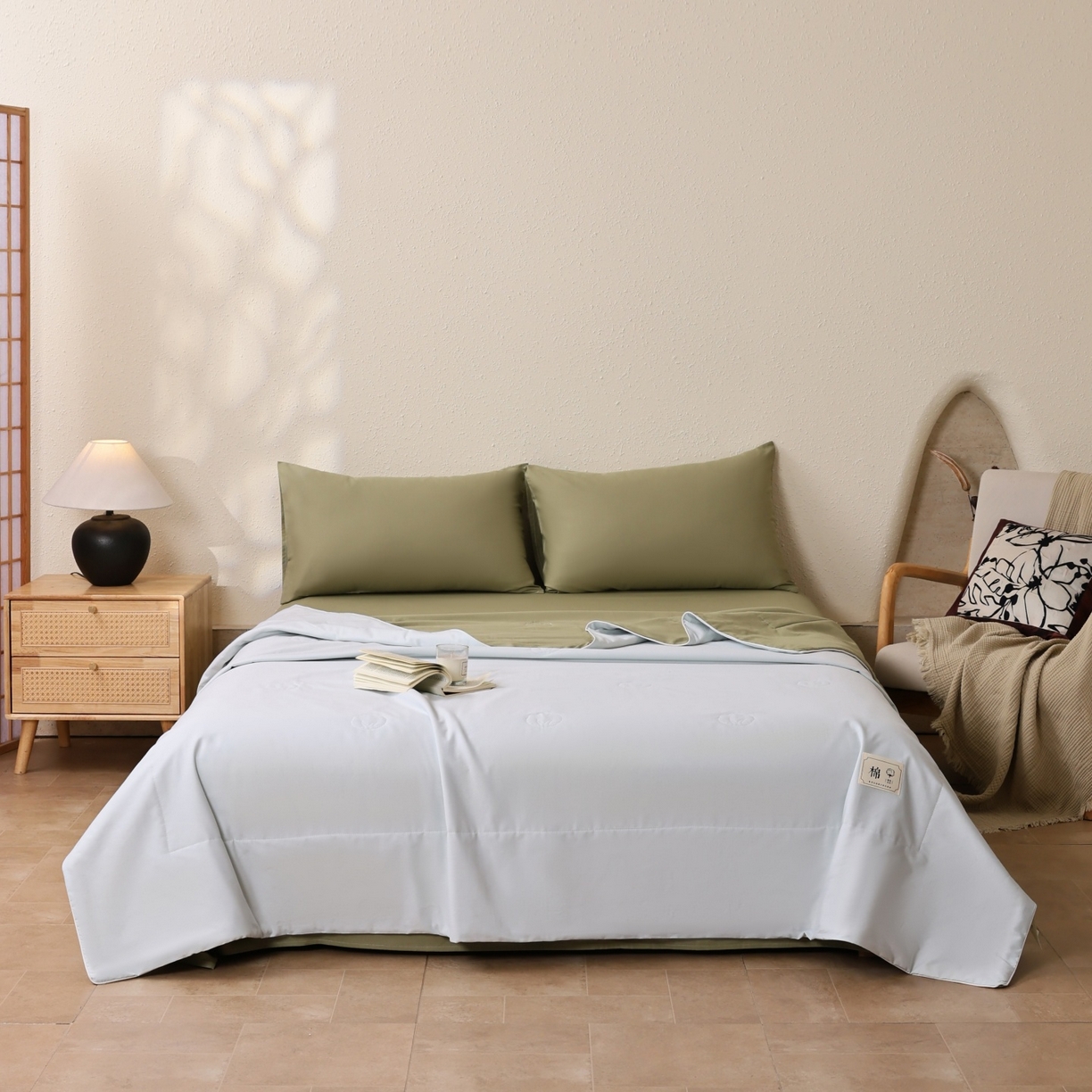 91家纺网 家纺一手货源 找家纺 盛凡家纺 2026新款A类133*72里外全棉100%棉花夏被四件套夏凉被空调被子被芯 水绿+松石绿