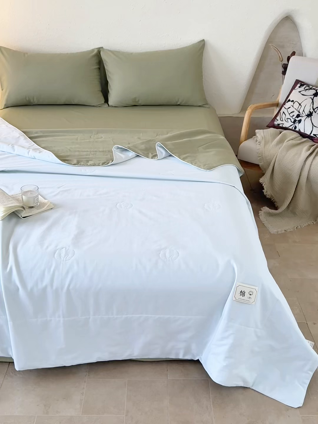 91家纺网 家纺一手货源 找家纺 盛凡家纺 2026新款A类133*72里外全棉100%棉花夏被四件套夏凉被空调被子被芯 水绿+松石绿