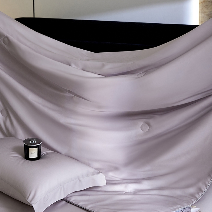 91家纺网 家纺一手货源 找家纺 慕梵家居 2026春夏新款100%莱赛尔天丝夏被空调被夏凉被四件套 经典灰