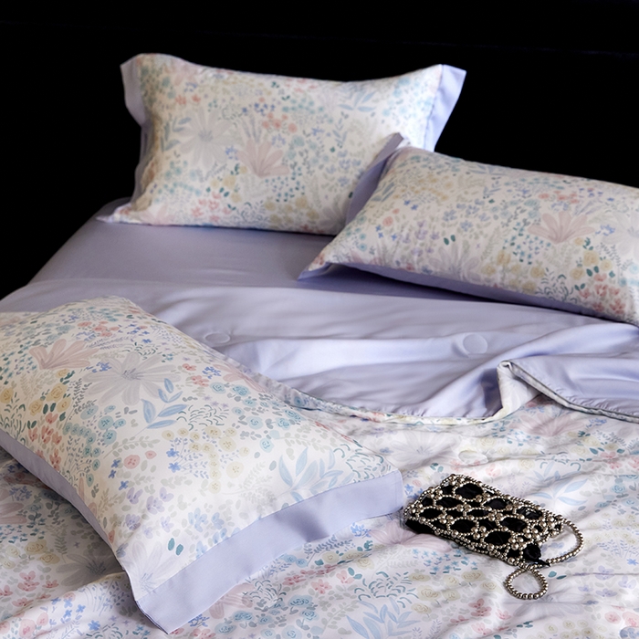 91家纺网 家纺一手货源 找家纺 慕梵家居 2026春夏新款100%莱赛尔天丝夏被空调被夏凉被四件套 沐初