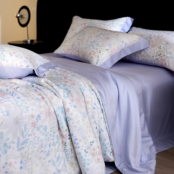 91家纺网 家纺一手货源 找家纺 慕梵家居 2026春夏新款100%莱赛尔天丝夏被空调被夏凉被四件套 沐初