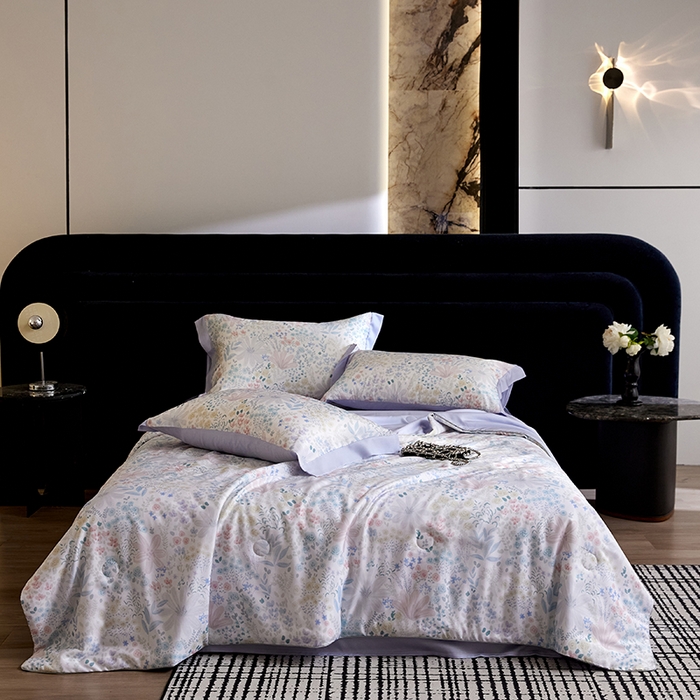 91家纺网 家纺一手货源 找家纺 慕梵家居 2026春夏新款100%莱赛尔天丝夏被空调被夏凉被四件套 沐初