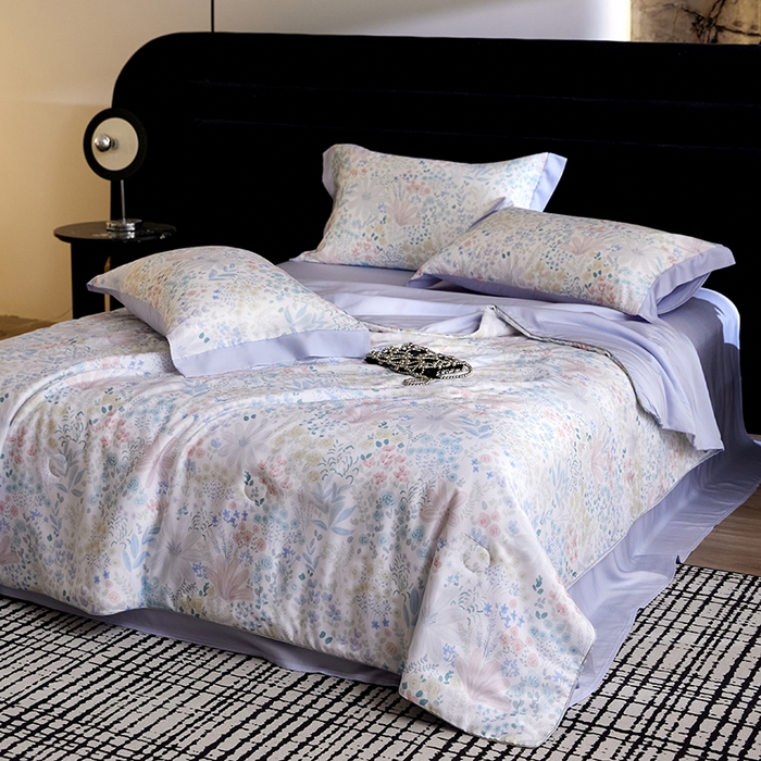 91家纺网 家纺一手货源 找家纺 慕梵家居 2026春夏新款100%莱赛尔天丝夏被空调被夏凉被四件套 沐初