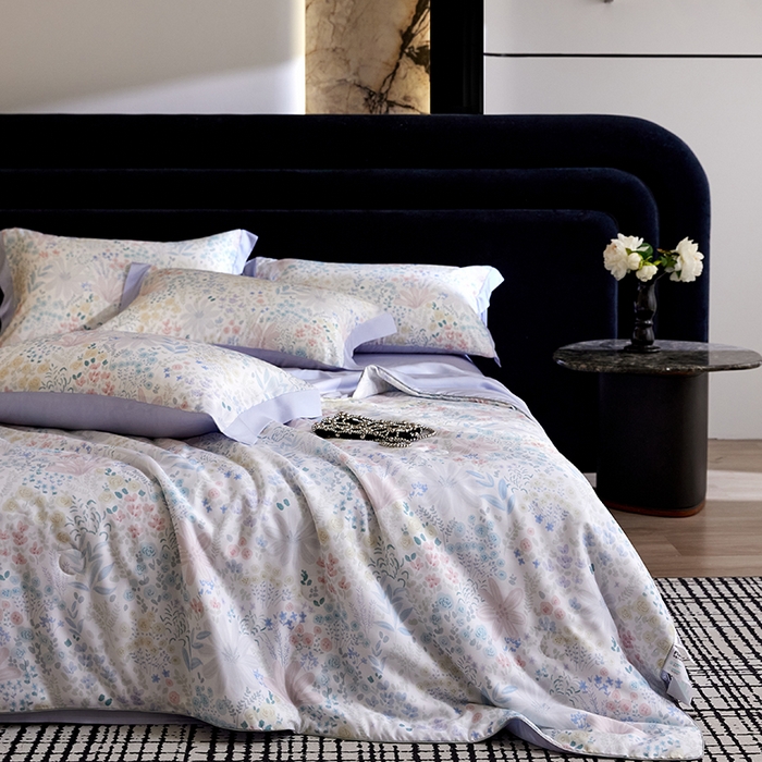 91家纺网 家纺一手货源 找家纺 慕梵家居 2026春夏新款100%莱赛尔天丝夏被空调被夏凉被四件套 沐初