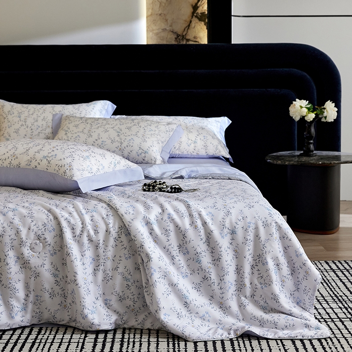 91家纺网 家纺一手货源 找家纺 慕梵家居 2026春夏新款100%莱赛尔天丝夏被空调被夏凉被四件套 清枝雅絮