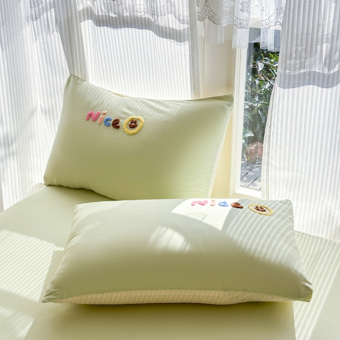 91家纺网 家纺一手货源 找家纺 欣宜家纺 2026新款卡通全棉纯棉纯色绣花床垫保护套罩单床笠床笠单件单品床笠 奶油绿