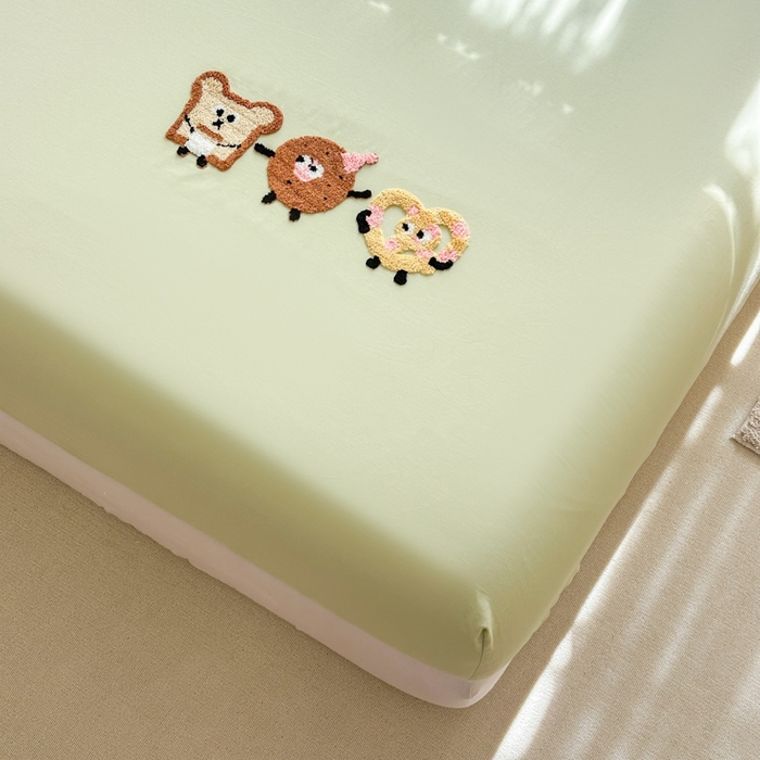 91家纺网 家纺一手货源 找家纺 欣宜家纺 2026新款卡通全棉纯棉纯色绣花床垫保护套罩单床笠床笠单件单品床笠 奶油绿