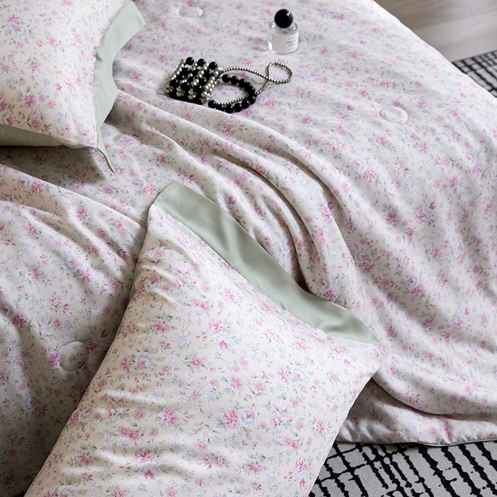 91家纺网 家纺一手货源 找家纺 慕梵家居 2026春夏新款100%莱赛尔天丝夏被空调被夏凉被四件套 诗序