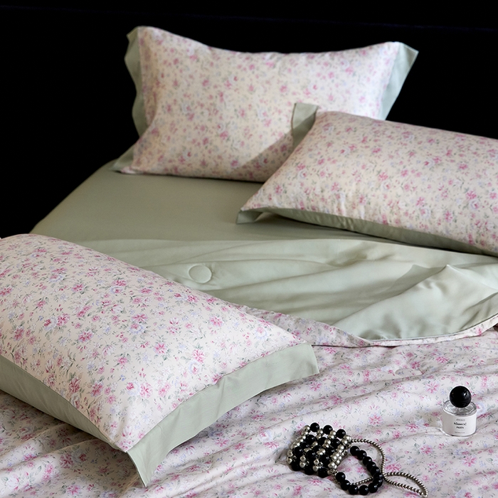 91家纺网 家纺一手货源 找家纺 慕梵家居 2026春夏新款100%莱赛尔天丝夏被空调被夏凉被四件套 诗序