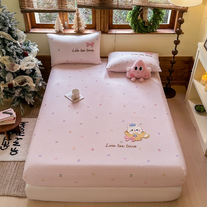 91家纺网 家纺一手货源 找家纺 （总）欣宜家纺 2026新款13070全棉纯棉印花绣花卡通床垫保护套罩单床笠床笠单件单品床笠