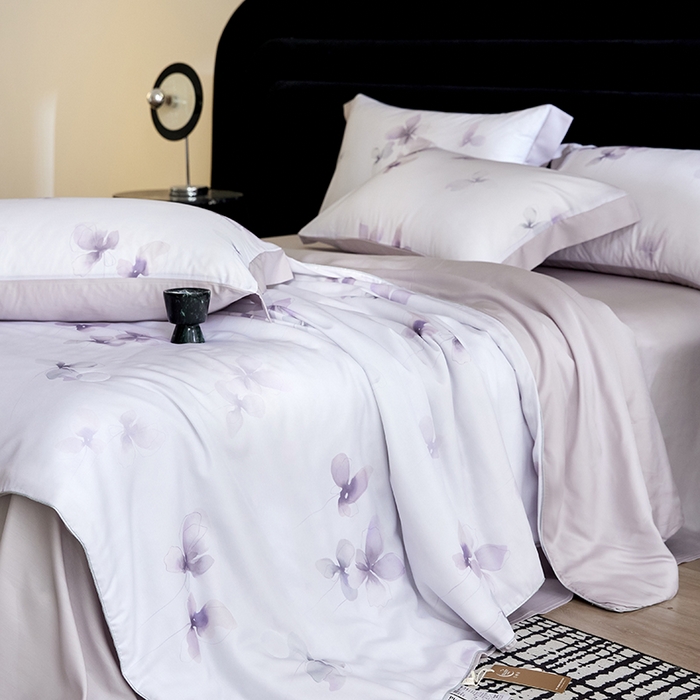 慕梵家居 2026春夏新款100%莱赛尔天丝夏被空调被夏凉被四件套 雾蝶花