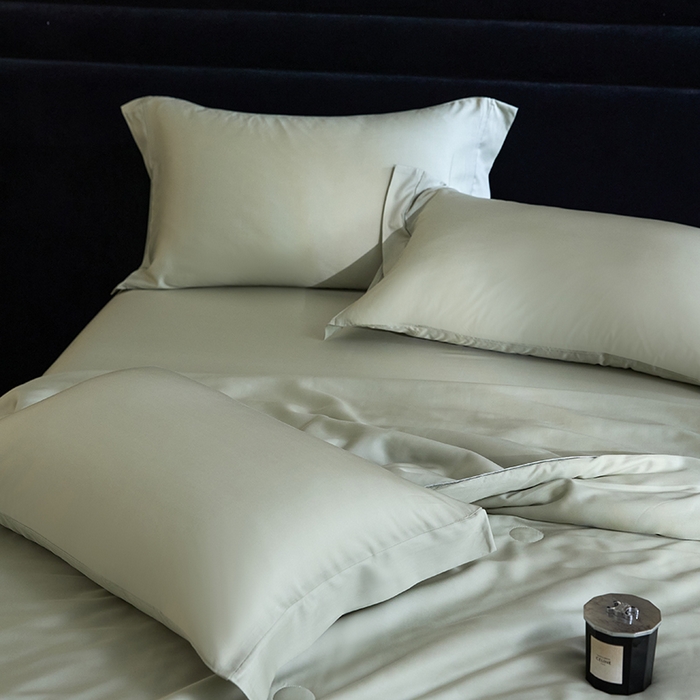 91家纺网 家纺一手货源 找家纺 慕梵家居 2026春夏新款100%莱赛尔天丝夏被空调被夏凉被四件套 悠然绿