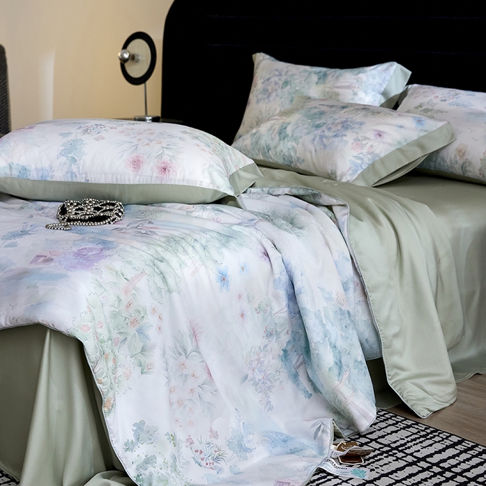 慕梵家居 2026春夏新款100%莱赛尔天丝夏被空调被夏凉被四件套 早春的树-绿