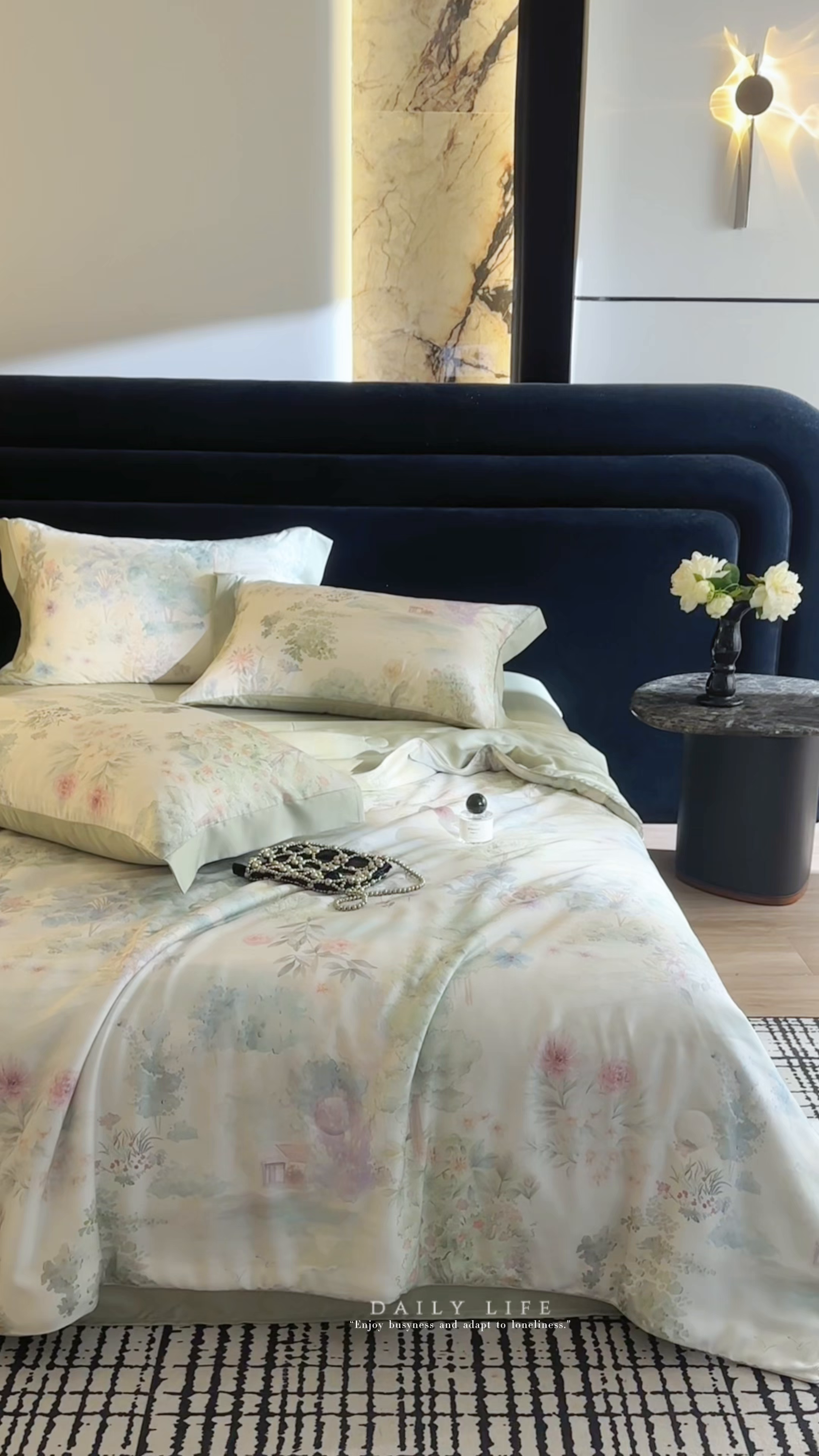 91家纺网 家纺一手货源 找家纺 慕梵家居 2026春夏新款100%莱赛尔天丝夏被空调被夏凉被四件套 早春的树-绿