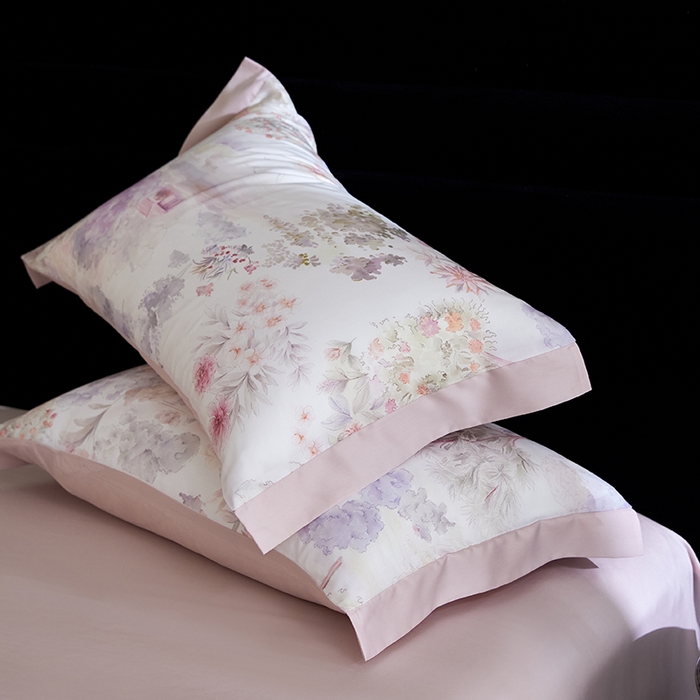 91家纺网 家纺一手货源 找家纺 慕梵家居 2026春夏新款100%莱赛尔天丝夏被空调被夏凉被四件套 早春的树-紫