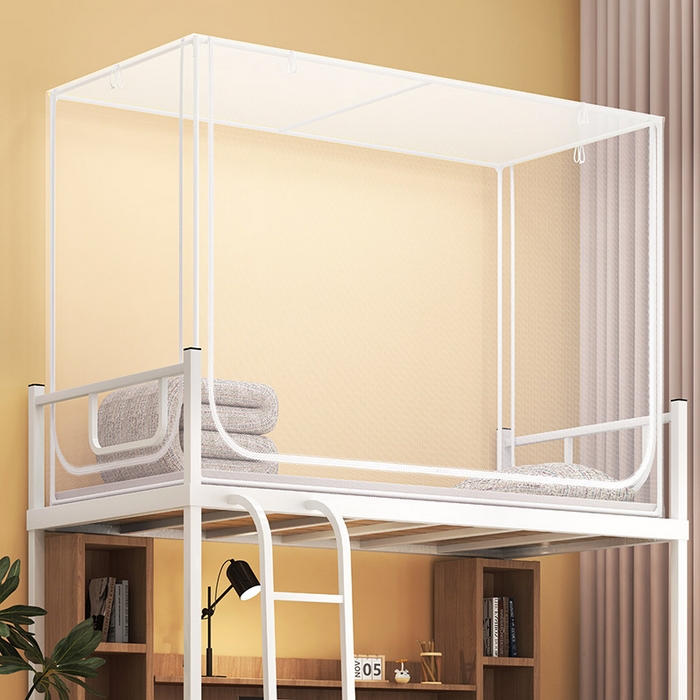 91家纺网 家纺一手货源 找家纺 富莱星蚊帐 2026新款简约风纯白纱学生蚊帐 纯纱款灰色防尘顶