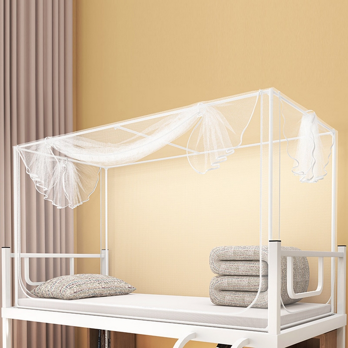 91家纺网 家纺一手货源 找家纺 富莱星蚊帐 2026新款简约风纯白纱学生蚊帐 纯纱款灰色防尘顶