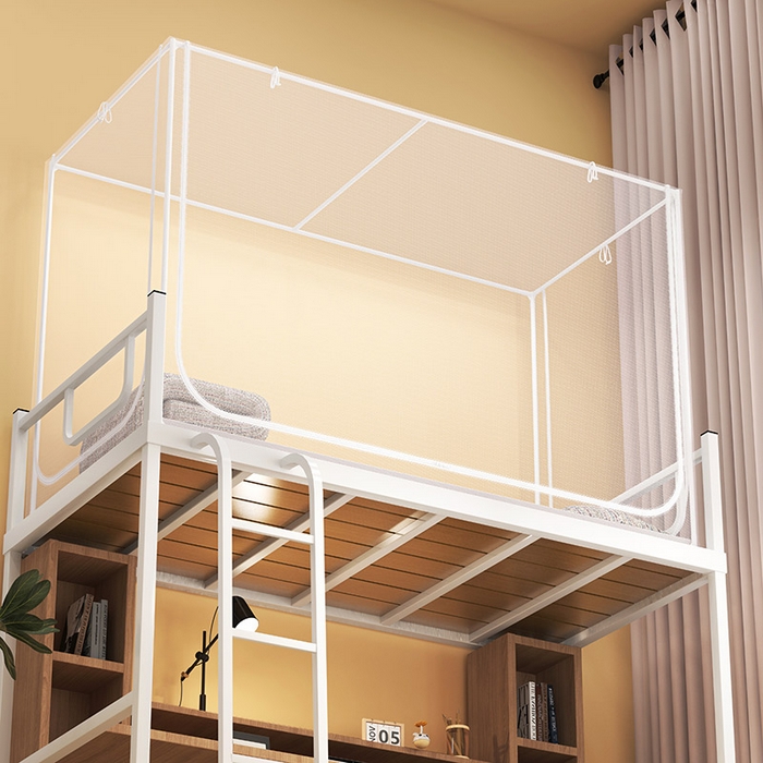 91家纺网 家纺一手货源 找家纺 富莱星蚊帐 2026新款简约风纯白纱学生蚊帐 纯纱款灰色防尘顶