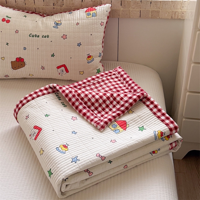 91家纺网 家纺一手货源 找家纺 （总）暖生活 2026新款a版全棉水洗棉b版230g牛奶绒印花床盖单品床盖单件三件套