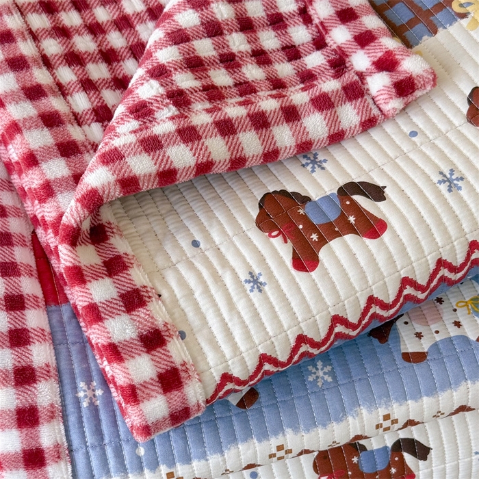 91家纺网 家纺一手货源 找家纺 暖生活 2026新款a版全棉水洗棉b版230g牛奶绒印花床盖单品床盖单件三件套 费尔岛小马