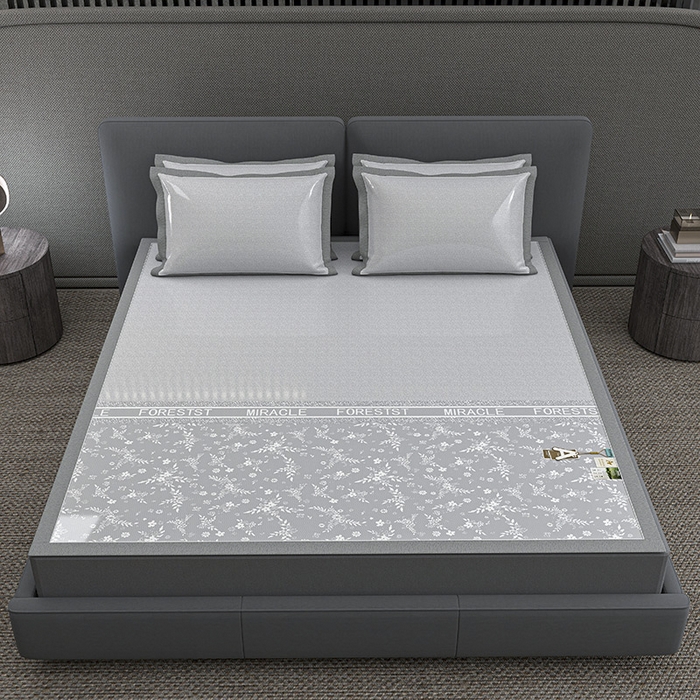 91家纺网 家纺一手货源 找家纺 小牛席业 2026新款PE凉感-半定位小提花冰丝席凉席藤席冰藤席竹席空调席草席冰丝席豆豆席乳胶席三件套 灰色