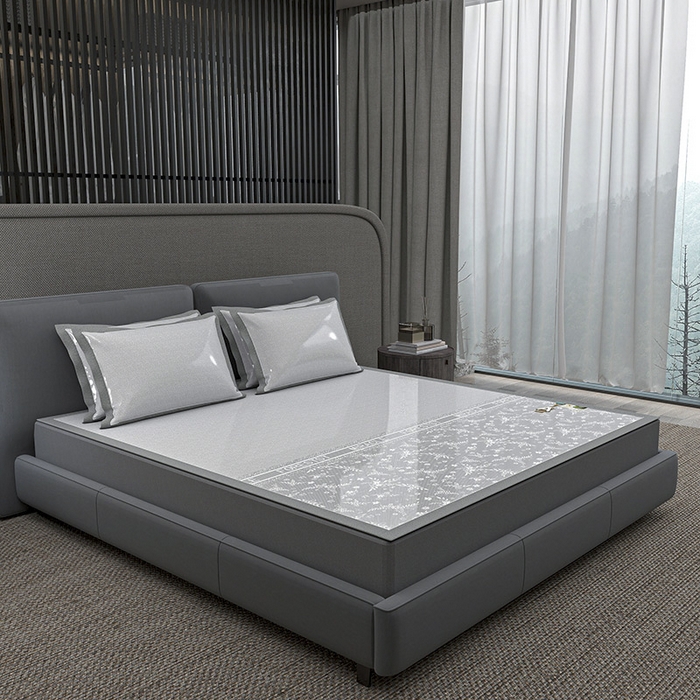 91家纺网 家纺一手货源 找家纺 小牛席业 2026新款PE凉感-半定位小提花冰丝席凉席藤席冰藤席竹席空调席草席冰丝席豆豆席乳胶席三件套 灰色