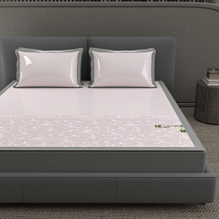 91家纺网 家纺一手货源 找家纺 小牛席业 2026新款PE凉感-半定位小提花冰丝席凉席藤席冰藤席竹席空调席草席冰丝席豆豆席乳胶席三件套 粉色