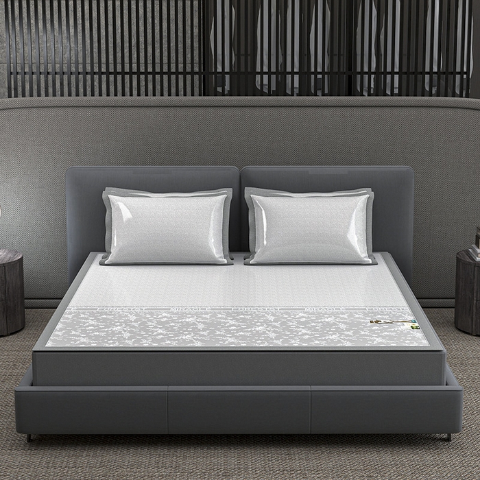 91家纺网 家纺一手货源 找家纺 小牛席业 2026新款PE凉感-半定位小提花冰丝席凉席藤席冰藤席竹席空调席草席冰丝席豆豆席乳胶席三件套 灰色