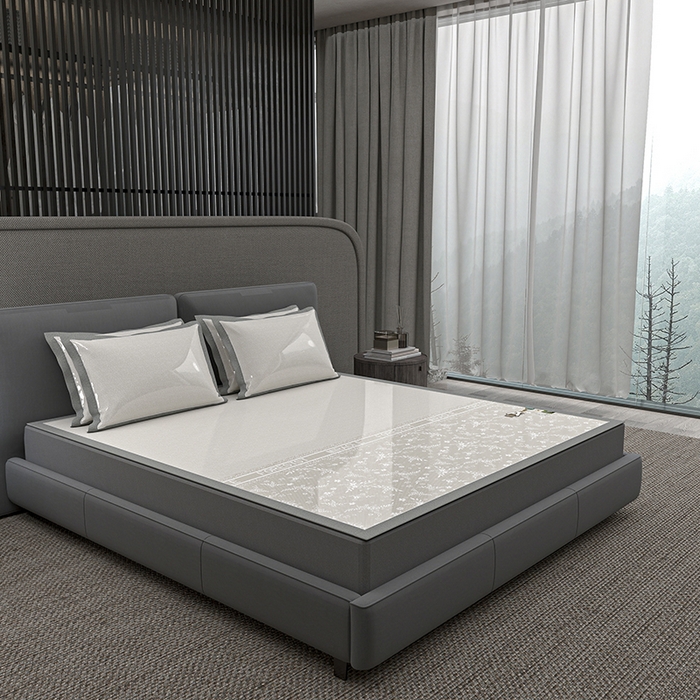 91家纺网 家纺一手货源 找家纺 小牛席业 2026新款PE凉感-半定位小提花冰丝席凉席藤席冰藤席竹席空调席草席冰丝席豆豆席乳胶席三件套 香槟