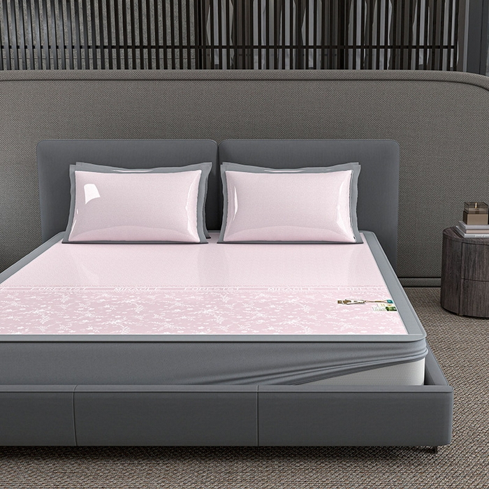 91家纺网 家纺一手货源 找家纺 小牛席业 2026新款PE凉感-半定位小提花冰丝席(床笠款)凉席藤席冰藤席竹席空调席草席冰丝席豆豆席乳胶席三件 粉色