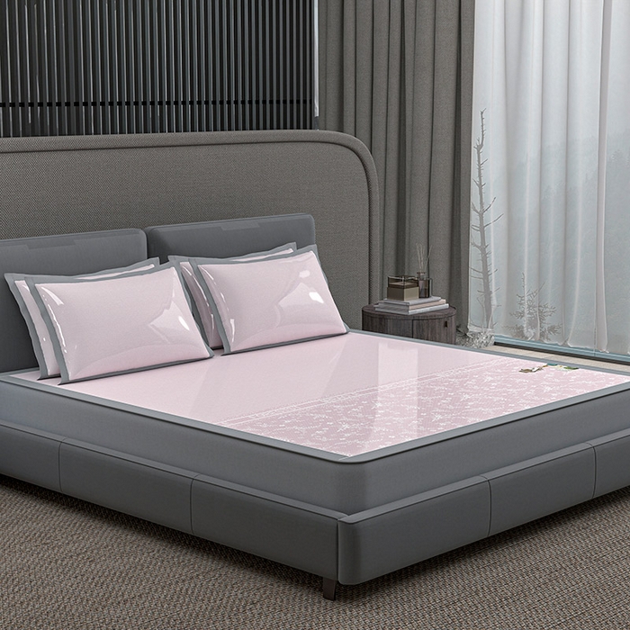 91家纺网 家纺一手货源 找家纺 小牛席业 2026新款PE凉感-半定位小提花冰丝席(床笠款)凉席藤席冰藤席竹席空调席草席冰丝席豆豆席乳胶席三件 粉色