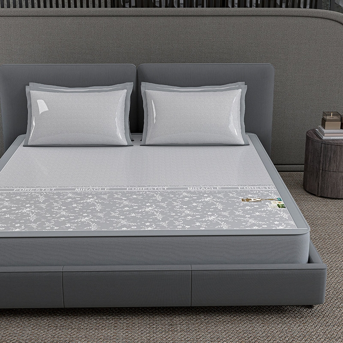 小牛席业 2026新款PE凉感-半定位小提花冰丝席(床笠款)凉席藤席冰藤席竹席空调席草席冰丝席豆豆席乳胶席三件 灰色