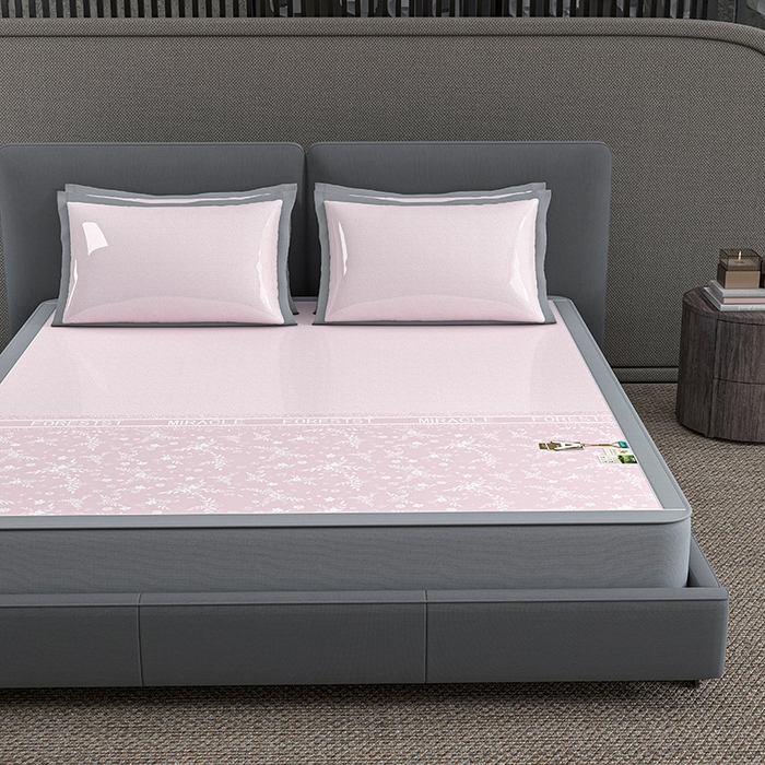 91家纺网 家纺一手货源 找家纺 小牛席业 2026新款PE凉感-半定位小提花冰丝席(床笠款)凉席藤席冰藤席竹席空调席草席冰丝席豆豆席乳胶席三件 粉色