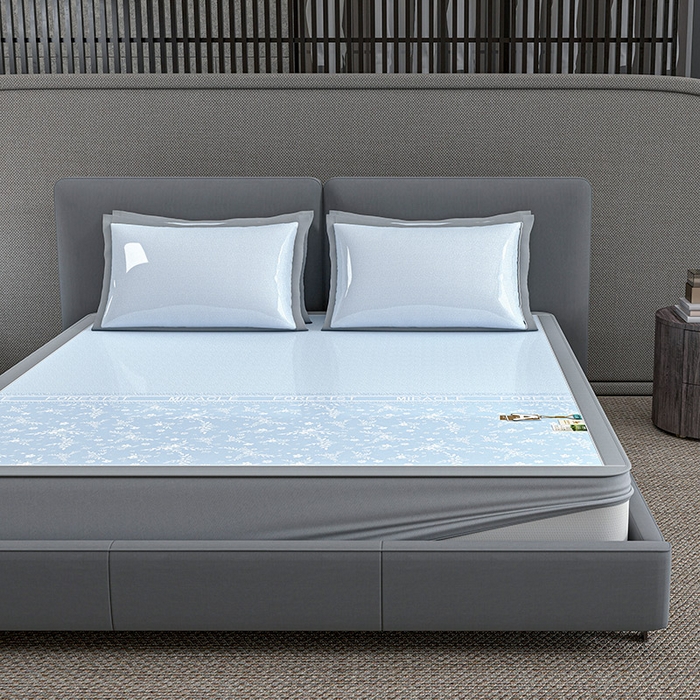 小牛席业 2026新款PE凉感-半定位小提花冰丝席(床笠款)凉席藤席冰藤席竹席空调席草席冰丝席豆豆席乳胶席三件 蓝色