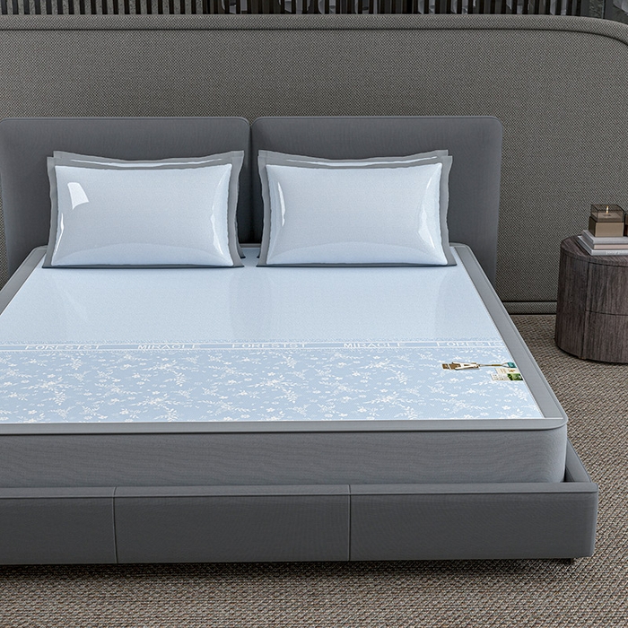 91家纺网 家纺一手货源 找家纺 小牛席业 2026新款PE凉感-半定位小提花冰丝席(床笠款)凉席藤席冰藤席竹席空调席草席冰丝席豆豆席乳胶席三件 蓝色