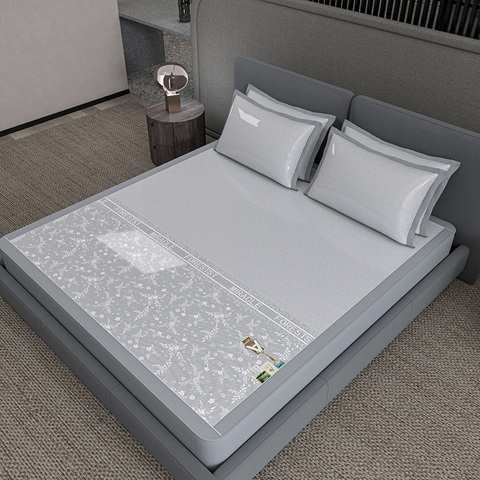 91家纺网 家纺一手货源 找家纺 小牛席业 2026新款PE凉感-半定位小提花冰丝席(床笠款)凉席藤席冰藤席竹席空调席草席冰丝席豆豆席乳胶席三件 灰色