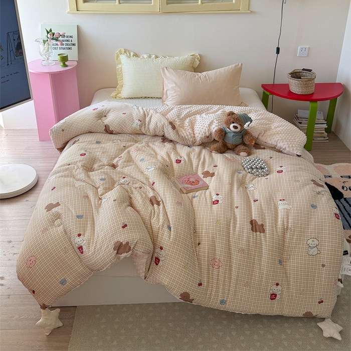 91家纺网 家纺一手货源 找家纺 暖生活 2026新款针织棉豆豆绒星星被 被子被芯-第三批爆爆狗