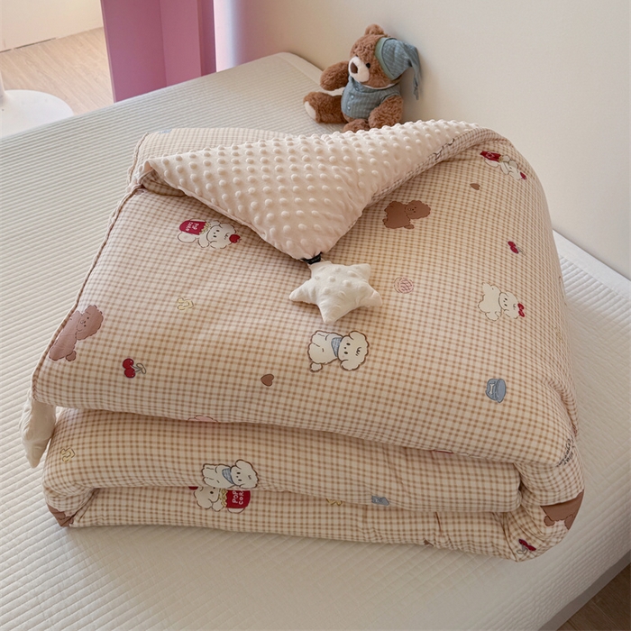 91家纺网 家纺一手货源 找家纺 暖生活 2026新款针织棉豆豆绒星星被 被子被芯-第三批爆爆狗