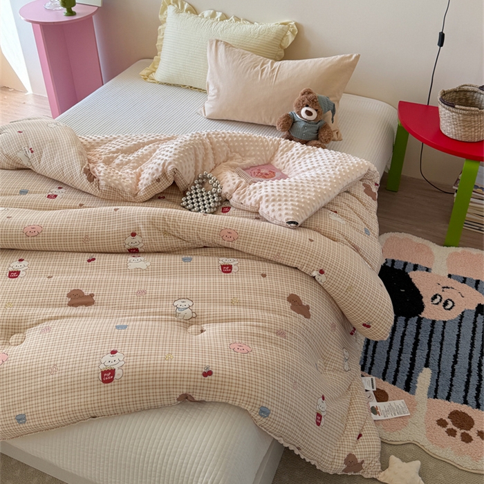 91家纺网 家纺一手货源 找家纺 暖生活 2026新款针织棉豆豆绒星星被 被子被芯-第三批爆爆狗