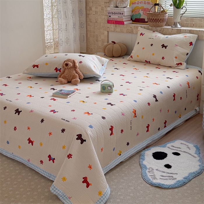 91家纺网 家纺一手货源 找家纺 暖生活 2026新款a版全棉水洗棉b版230g牛奶绒印花床盖单品床盖单件三件套 小花马