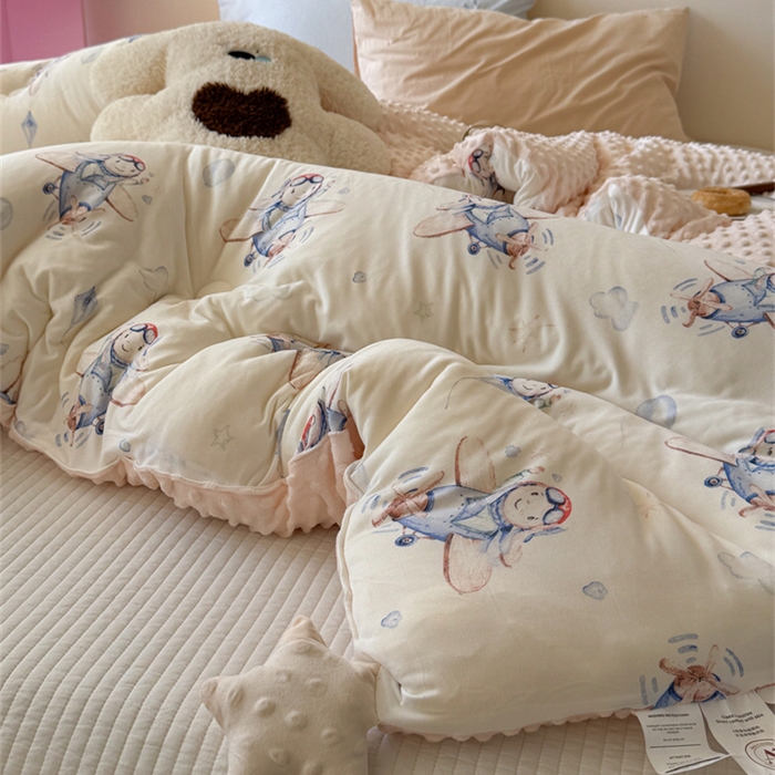 91家纺网 家纺一手货源 找家纺 暖生活 2026新款针织棉豆豆绒星星被 被子被芯-第三批飞行员