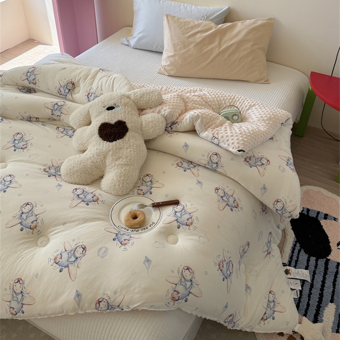 91家纺网 家纺一手货源 找家纺 暖生活 2026新款针织棉豆豆绒星星被 被子被芯-第三批飞行员