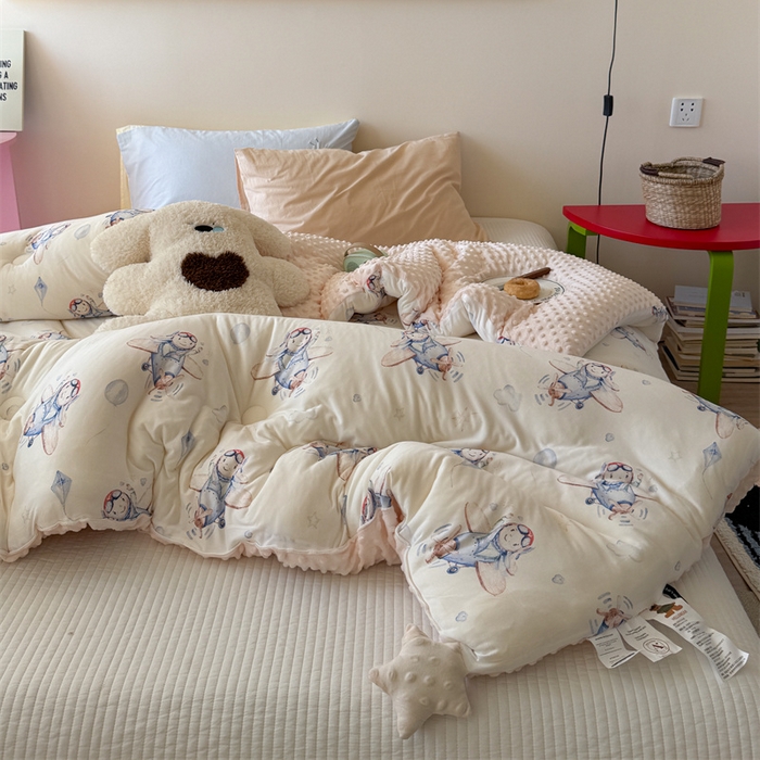 91家纺网 家纺一手货源 找家纺 暖生活 2026新款针织棉豆豆绒星星被 被子被芯-第三批飞行员