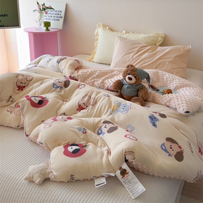 91家纺网 家纺一手货源 找家纺 暖生活 2026新款针织棉豆豆绒星星被 被子被芯-第三批果果派对