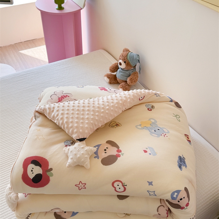 91家纺网 家纺一手货源 找家纺 暖生活 2026新款针织棉豆豆绒星星被 被子被芯-第三批果果派对