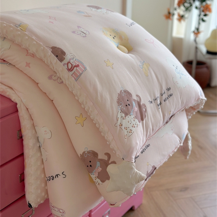 91家纺网 家纺一手货源 找家纺 暖生活 2026新款针织棉豆豆绒星星被 被子被芯-第三批蝴蝶犬