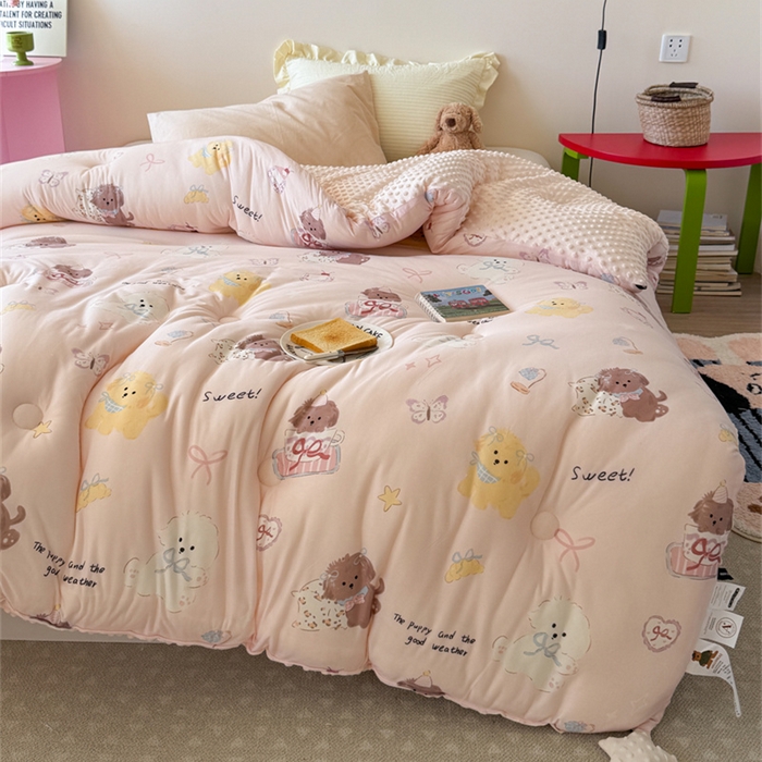 91家纺网 家纺一手货源 找家纺 暖生活 2026新款针织棉豆豆绒星星被 被子被芯-第三批蝴蝶犬