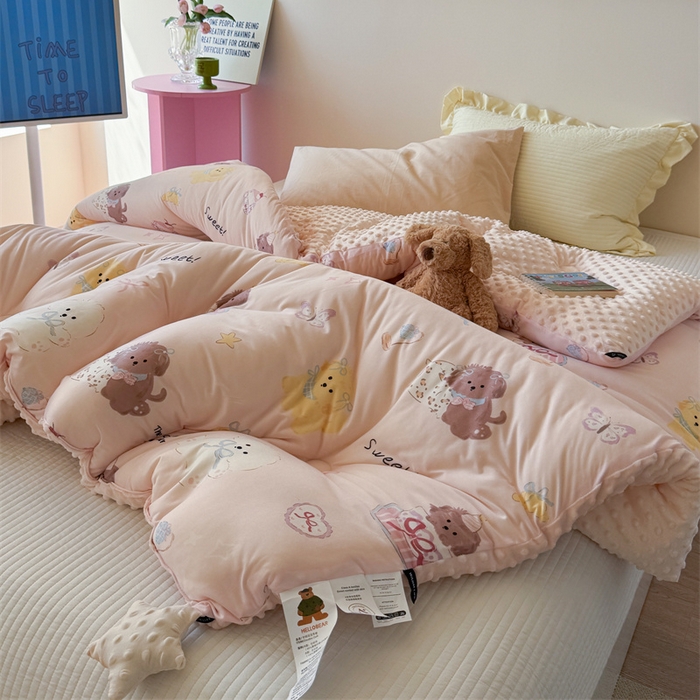 91家纺网 家纺一手货源 找家纺 暖生活 2026新款针织棉豆豆绒星星被 被子被芯-第三批蝴蝶犬