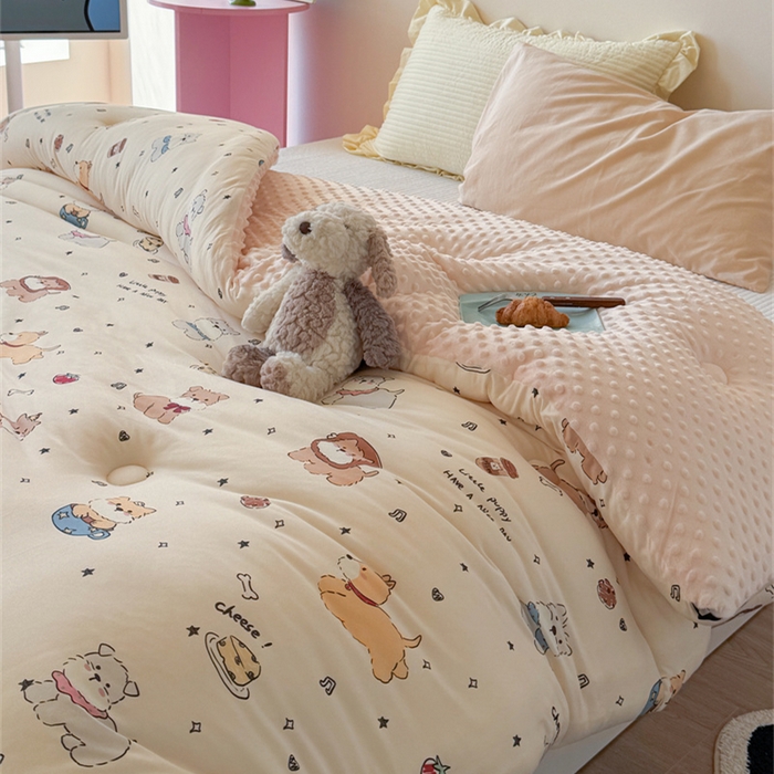 91家纺网 家纺一手货源 找家纺 暖生活 2026新款针织棉豆豆绒星星被 被子被芯-第三批咖啡汪