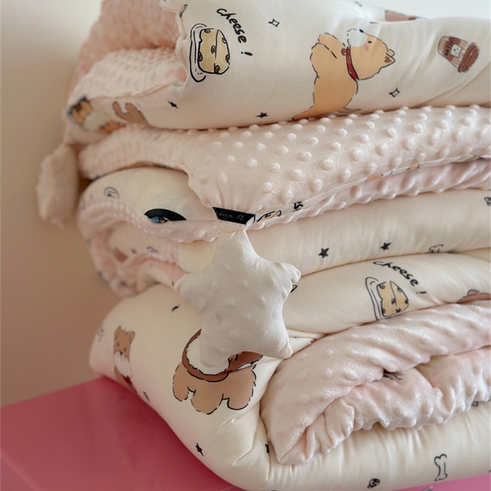 91家纺网 家纺一手货源 找家纺 暖生活 2026新款针织棉豆豆绒星星被 被子被芯-第三批咖啡汪